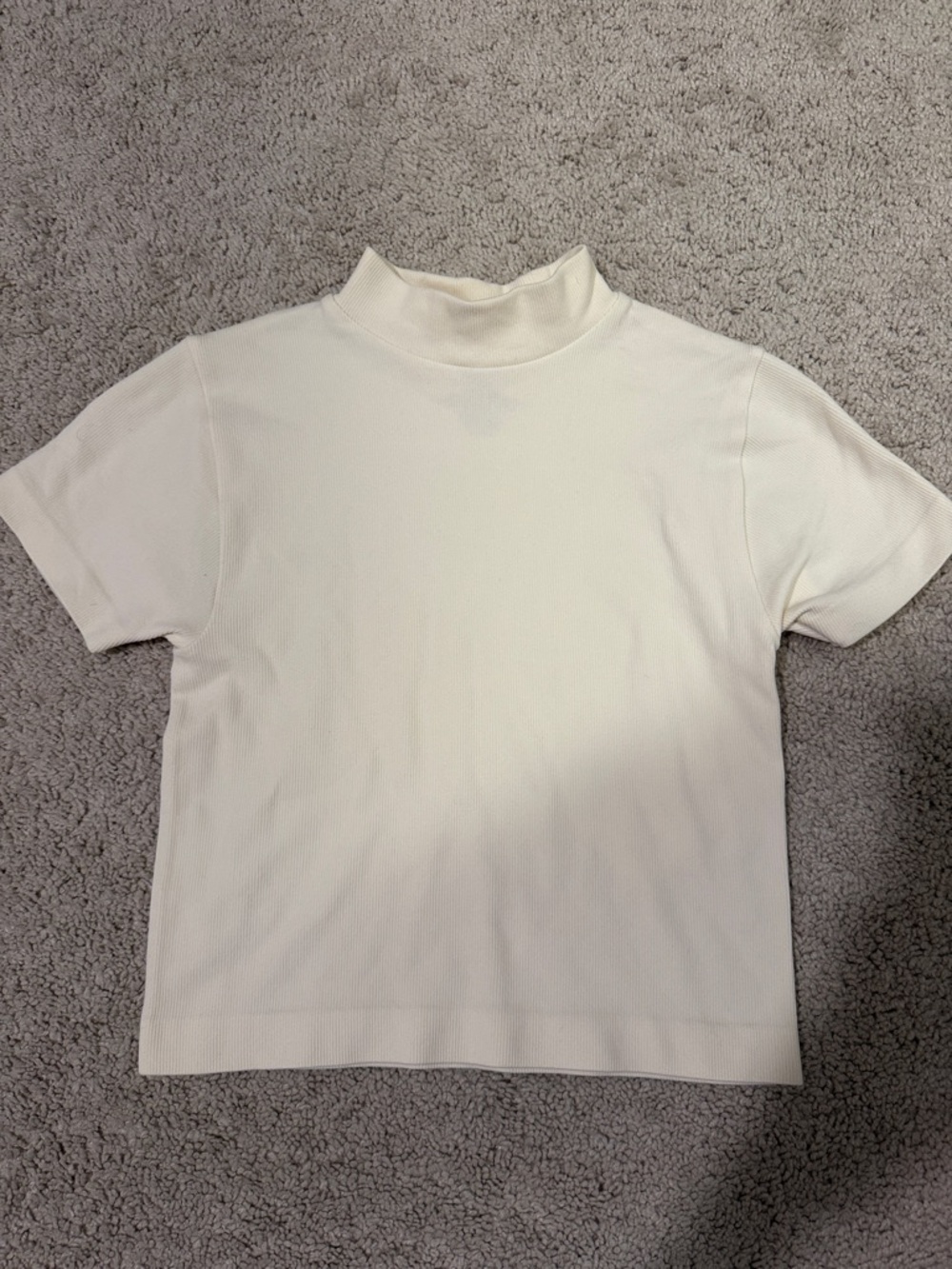 Chelsea & Violet Cream Mock Neck Short Sleeve Top